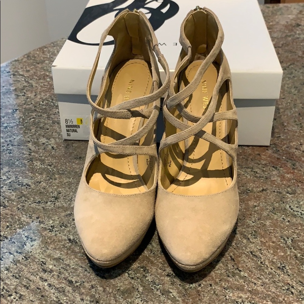 Suede Crisscross Bootie with Zip Back & 4.5” Heel
